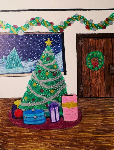 Painting titled "Seasons Greetings" by Troy Wilson-Ripsom, Original Artwork, Acrylic Mounted on Cardboard