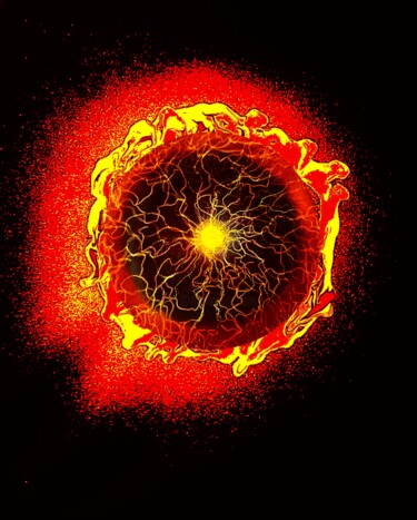 Arte digital titulada "Flaming Halo Energy" por Troy Wilson-Ripsom, Obra de arte original, Collages digitales