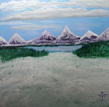 Painting titled "Winter Peaks" by Troy Wilson-Ripsom, Original Artwork, Acrylic Mounted on Wood Stretcher frame