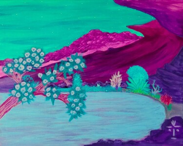 "Under an Emerald Sky" başlıklı Tablo Troy Wilson-Ripsom tarafından, Orijinal sanat, Akrilik Ahşap Sedye çerçevesi üzerine m…