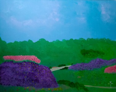 Painting titled "Spring Flowers Alon…" by Troy Wilson-Ripsom, Original Artwork, Acrylic Mounted on Wood Stretcher frame