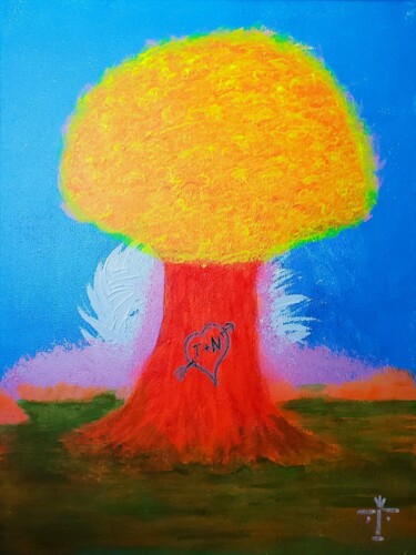 Painting titled "Just a Trippy Tree" by Troy Wilson-Ripsom, Original Artwork, Acrylic Mounted on Wood Stretcher frame
