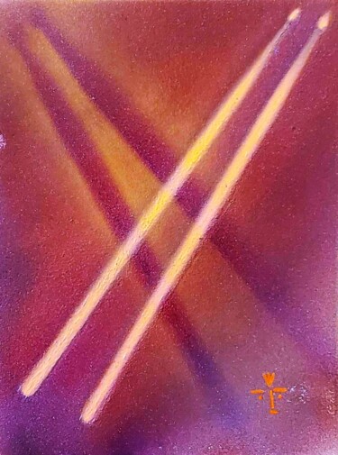 Ζωγραφική με τίτλο "Four Sticks" από Troy Wilson-Ripsom, Αυθεντικά έργα τέχνης, Ακρυλικό Τοποθετήθηκε στο Ξύλινο φορείο σκελ…