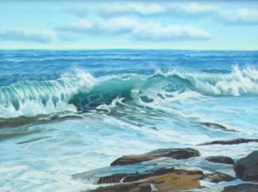 Painting titled "Ocean Wave" by Cheryl Powell, Original Artwork