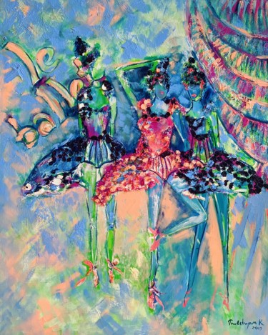Painting titled "Le ballet I" by Kristina Trubitsyna, Original Artwork, Oil Mounted on Wood Stretcher frame