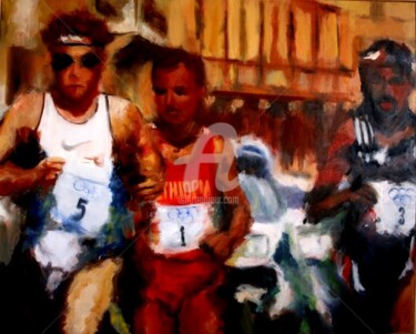 Painting titled "Maratona olimpica" by Gian Piero Trucco, Original Artwork, Oil