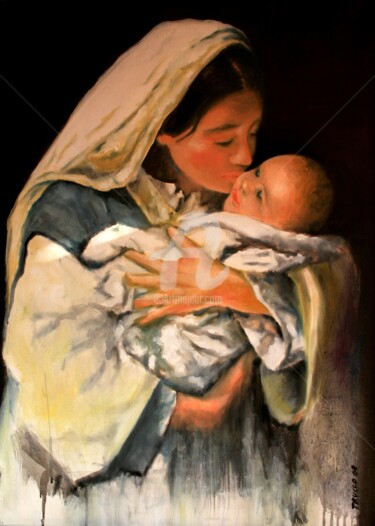 Pittura intitolato "Natività - Maternità" da Gian Piero Trucco, Opera d'arte originale, Olio