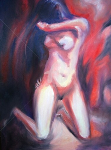 Pittura intitolato "Nudo Rosso" da Gian Piero Trucco, Opera d'arte originale, Olio