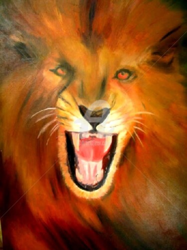 Pittura intitolato "Re leone" da Gian Piero Trucco, Opera d'arte originale, Olio