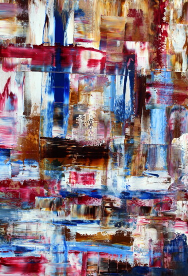 Schilderij getiteld "Glas-in-lood 1" door Trudie Noordermeer, Origineel Kunstwerk, Olie