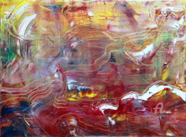Painting titled "Wandering abstract" by Trudie Noordermeer, Original Artwork, Oil