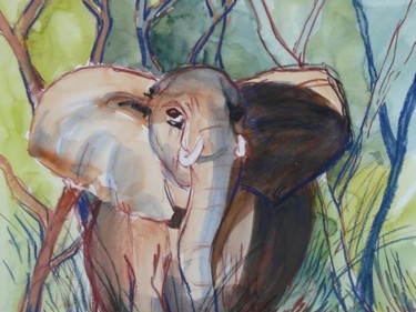 Peinture intitulée "Elephant" par Teka, Œuvre d'art originale