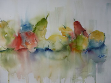 Peinture intitulée "poires-en-couleurs.…" par Teka, Œuvre d'art originale