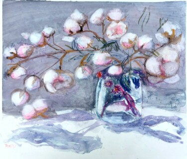 "Cotton Stone Flowers" başlıklı Tablo Trudy Colette tarafından, Orijinal sanat, Suluboya