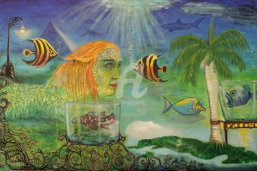 Painting titled "El Sueño de una Isl…" by Trujiz, Original Artwork, Acrylic