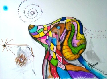 Dibujo titulada "Meditacion Canina.j…" por Trujiz, Obra de arte original, Rotulador