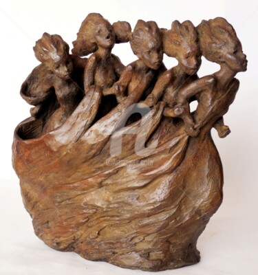 Sculptuur getiteld "la vague" door Marie-Thérèse Tsalapatanis, Origineel Kunstwerk, Bronzen