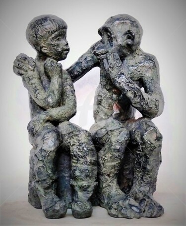 Скульптура под названием "Dialogue, sculpture…" - Marie-Thérèse Tsalapatanis, Подлинное произведение искусства, Бронза