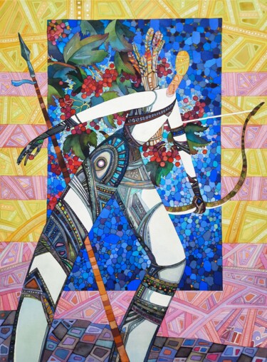 Pintura intitulada "Warrior" por Ann Tsarykovska, Obras de arte originais, Aquarela