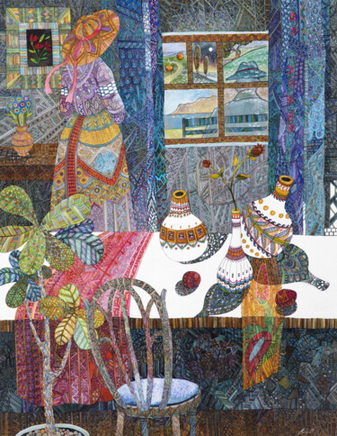Pittura intitolato "Window" da Ann Tsarykovska, Opera d'arte originale, Acquarello