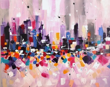 Painting titled "Love city" by Aliaksandra Tsesarskaya, Original Artwork, Acrylic