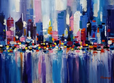 Painting titled "New York city" by Aliaksandra Tsesarskaya, Original Artwork, Acrylic