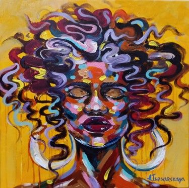 Peinture intitulée "African beauty" par Aliaksandra Tsesarskaya, Œuvre d'art originale, Acrylique