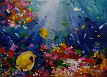 Schilderij getiteld "Magical sea bottom" door Aliaksandra Tsesarskaya, Origineel Kunstwerk, Acryl