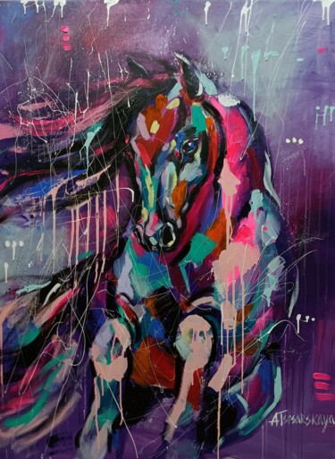 "Horse" başlıklı Tablo Aliaksandra Tsesarskaya tarafından, Orijinal sanat, Akrilik Ahşap Sedye çerçevesi üzerine monte edilm…