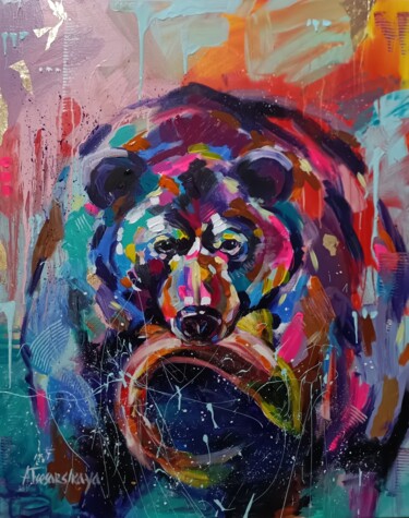 Картина под названием "Hunting bear" - Aliaksandra Tsesarskaya, Подлинное произведение искусства, Акрил