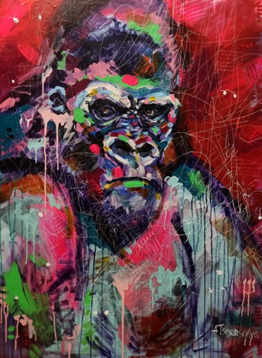 Pittura intitolato "King Kong- gorilla…" da Aliaksandra Tsesarskaya, Opera d'arte originale, Acrilico