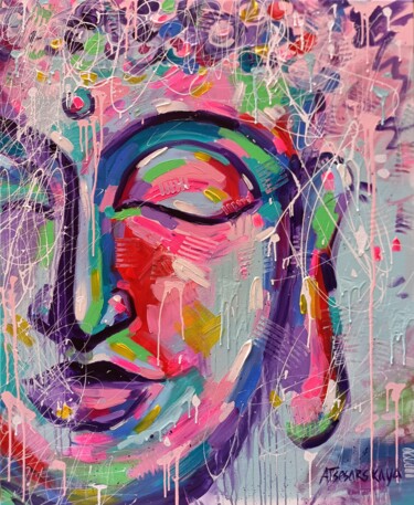 Картина под названием "Buddha - original a…" - Aliaksandra Tsesarskaya, Подлинное произведение искусства, Акрил Установлен н…