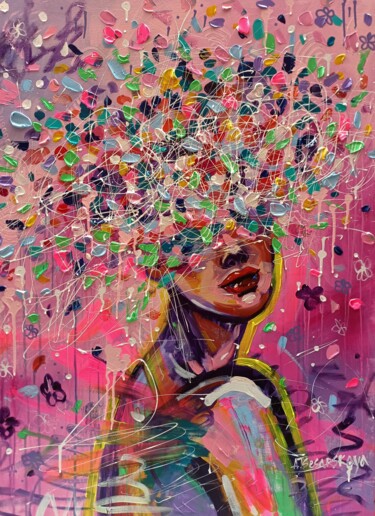 Peinture intitulée "In my head-colorful…" par Aliaksandra Tsesarskaya, Œuvre d'art originale, Acrylique