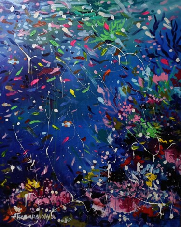 Pintura titulada "Underwater - colorf…" por Aliaksandra Tsesarskaya, Obra de arte original, Acrílico