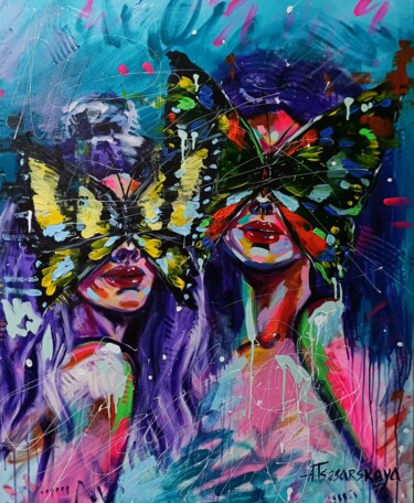 Картина под названием "Carnival life - col…" - Aliaksandra Tsesarskaya, Подлинное произведение искусства, Акрил Установлен н…