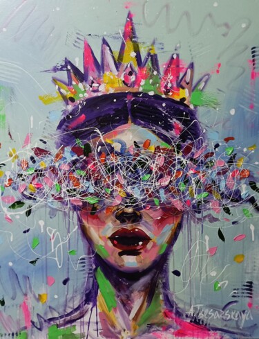 Malerei mit dem Titel "The Queen - colorfu…" von Aliaksandra Tsesarskaya, Original-Kunstwerk, Acryl
