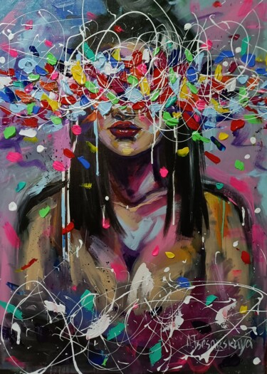 Картина под названием "Freedom - colorful…" - Aliaksandra Tsesarskaya, Подлинное произведение искусства, Акрил Установлен на…