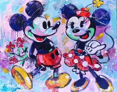 Картина под названием "Mickey and Minnie M…" - Aliaksandra Tsesarskaya, Подлинное произведение искусства, Акрил