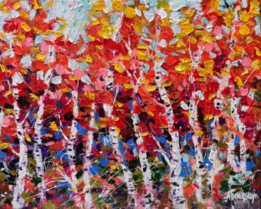 Картина под названием "Golden autumn - col…" - Aliaksandra Tsesarskaya, Подлинное произведение искусства, Акрил Установлен н…