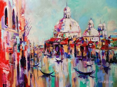 Pintura titulada "Venice - city lands…" por Aliaksandra Tsesarskaya, Obra de arte original, Acrílico Montado en Bastidor de…