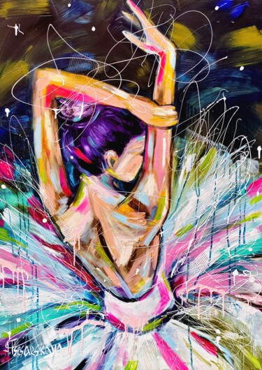 Malerei mit dem Titel "Ballerina - ballet" von Aliaksandra Tsesarskaya, Original-Kunstwerk, Acryl Auf Keilrahmen aus Holz mo…