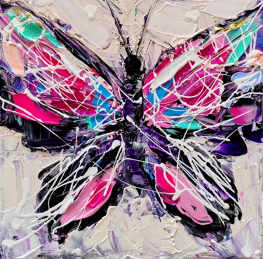 Schilderij getiteld "Butterfly life 1" door Aliaksandra Tsesarskaya, Origineel Kunstwerk, Acryl Gemonteerd op Frame voor hou…