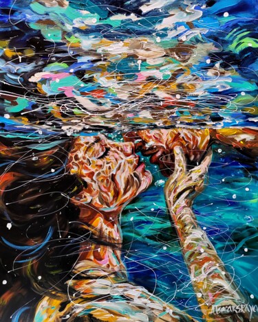 Картина под названием "Summer kiss - under…" - Aliaksandra Tsesarskaya, Подлинное произведение искусства, Акрил Установлен н…