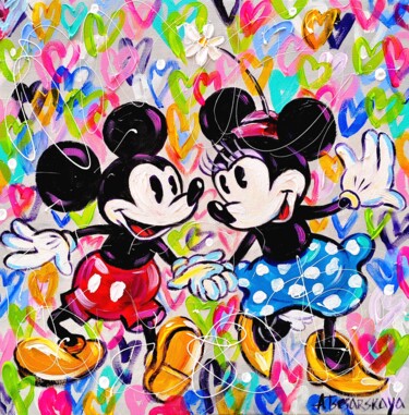 Картина под названием "Mickey and Minnie m…" - Aliaksandra Tsesarskaya, Подлинное произведение искусства, Акрил Установлен н…