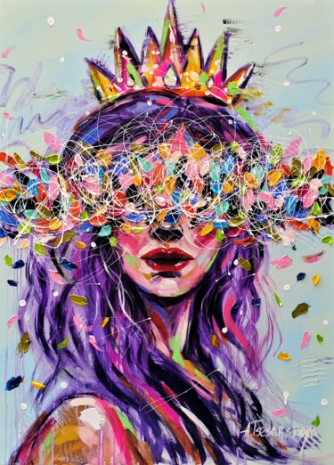 Pintura titulada "Queen - colorful po…" por Aliaksandra Tsesarskaya, Obra de arte original, Acrílico