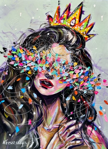 "My queen - colorful…" başlıklı Tablo Aliaksandra Tsesarskaya tarafından, Orijinal sanat, Akrilik