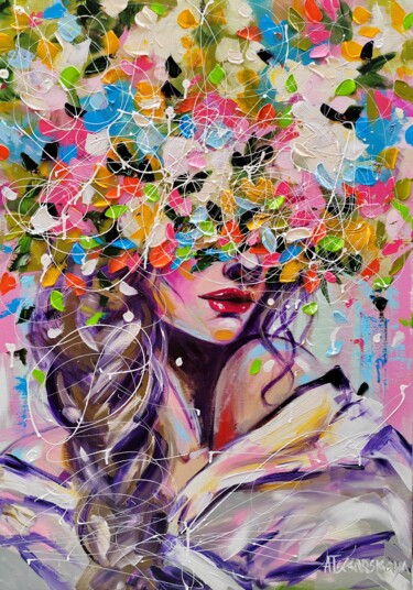 Картина под названием "Miracle - colorful…" - Aliaksandra Tsesarskaya, Подлинное произведение искусства, Акрил Установлен на…