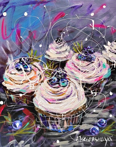 Ζωγραφική με τίτλο "Cupcake's - colorfu…" από Aliaksandra Tsesarskaya, Αυθεντικά έργα τέχνης, Ακρυλικό Τοποθετήθηκε στο Ξύλι…