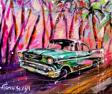 Painting titled "Chevrolet - car pai…" by Aliaksandra Tsesarskaya, Original Artwork, Acrylic