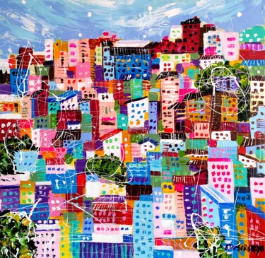 Pintura intitulada "Urban anthill" por Aliaksandra Tsesarskaya, Obras de arte originais, Acrílico